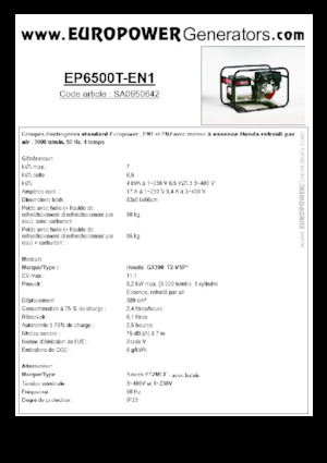 Бензинови генератори Europower EP6500T-EN1 (S)