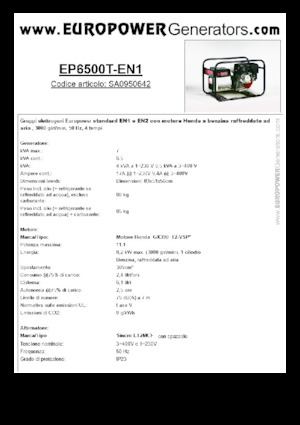 Бензинови генератори Europower EP6500T-EN1 (S)