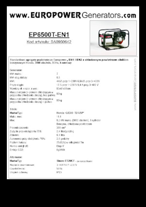 Бензинови генератори Europower EP6500T-EN1 (S)