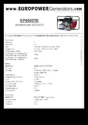 Бензинови генератори Europower EP6500TE (S)