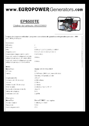 Бензинови генератори Europower EP6500TE (S)