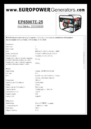 Бензинови генератори Europower EP6500TE-25 (S)