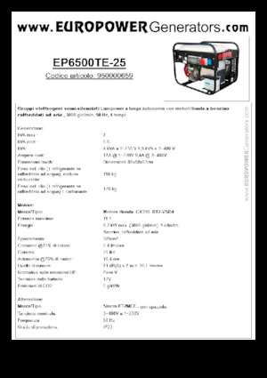 Бензинови генератори Europower EP6500TE-25 (S)