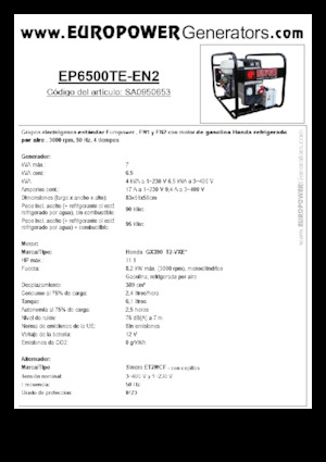 Бензинови генератори Europower EP6500TE-EN2 (S)