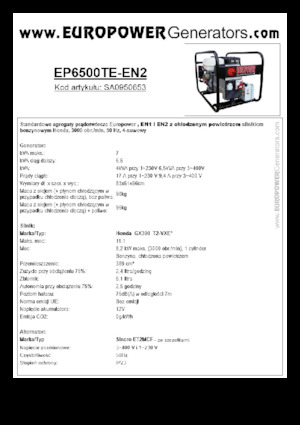 Бензинови генератори Europower EP6500TE-EN2 (S)