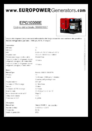 Бензинови генератори Europower EPG10000E (S)