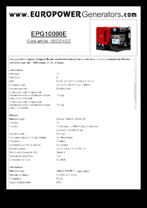 Бензинови генератори Europower EPG10000E (S)
