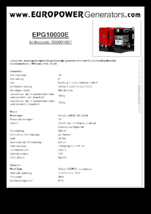 Бензинови генератори Europower EPG10000E (S)