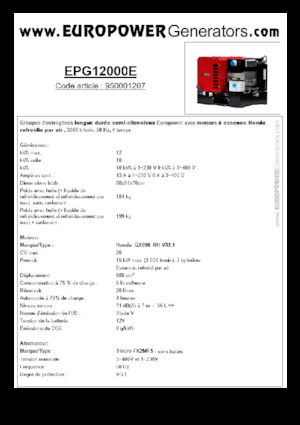 Бензинови генератори Europower EPG12000E (S)