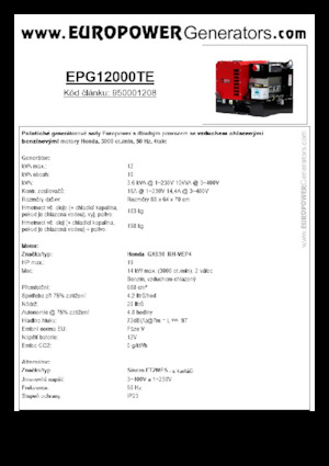 Бензинови генератори Europower EPG12000TE (S)