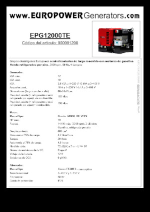 Бензинови генератори Europower EPG12000TE (S)
