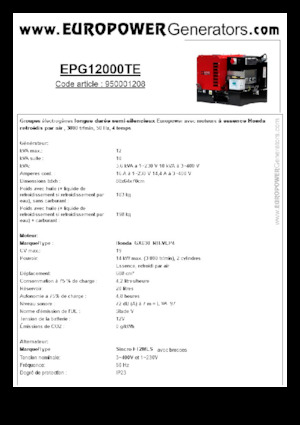 Бензинови генератори Europower EPG12000TE (S)