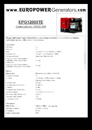 Бензинови генератори Europower EPG12000TE (S)