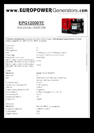 Бензинови генератори Europower EPG12000TE (S)