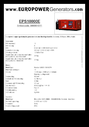 Бензинови генератори Europower EPS10000E (MA)