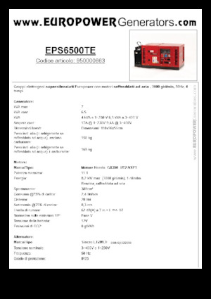 Бензинови генератори Europower EPS6500TE (S)