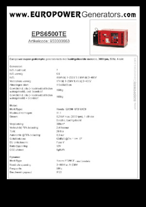 Бензинови генератори Europower EPS6500TE (S)