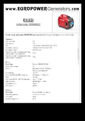 Бензинови генератори Europower EU22i