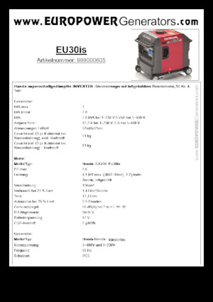 Бензинови генератори Europower EU30is