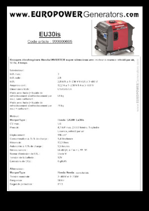 Бензинови генератори Europower EU30is
