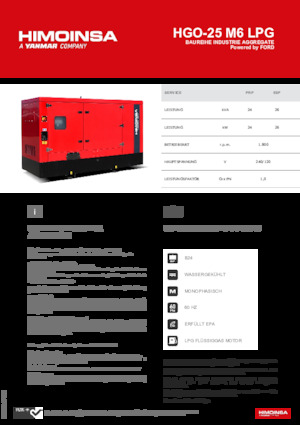 Бензинови генератори HIMOINSA HGO-25 M6 LPG