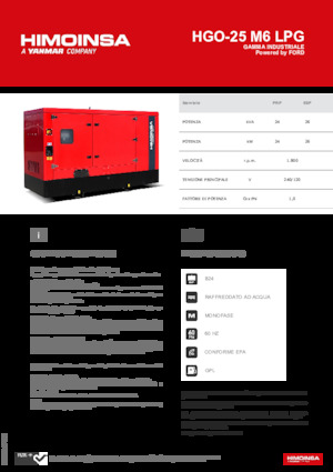 Бензинови генератори HIMOINSA HGO-25 M6 LPG