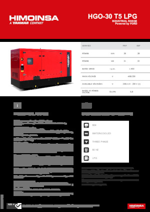Бензинови генератори HIMOINSA HGO-30 T5 LPG