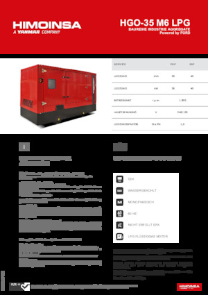 Бензинови генератори HIMOINSA HGO-35 M6 LPG