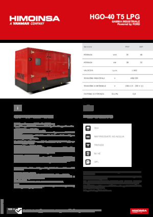 Бензинови генератори HIMOINSA HGO-40 T5 LPG