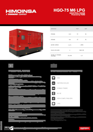 Бензинови генератори HIMOINSA HGO-75 M6 LPG