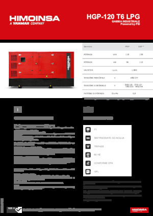 Бензинови генератори HIMOINSA HGP-120 T6 LPG