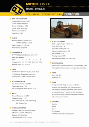 Грейдери PowerPlus PP12G-IX