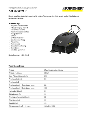 Ръчно контролиране машини за метене Kärcher KM 85/50 W P Professional