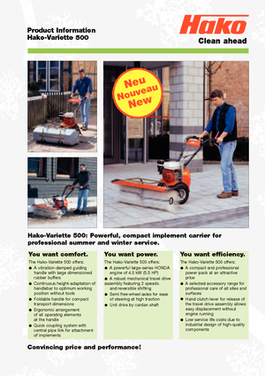 Ръчно контролиране машини за метене Hako Variette 500