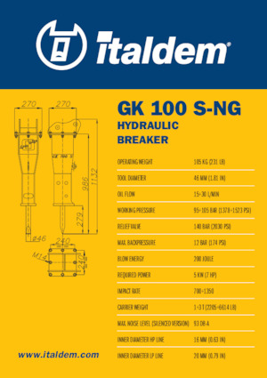 Хидравлични чукове Italdem GK 100 S-NG