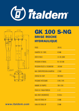 Хидравлични чукове Italdem GK 100 S-NG