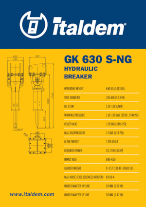 Хидравлични чукове Italdem GK 630 S-NG