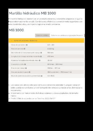 Хидравлични чукове Epiroc MB 1000