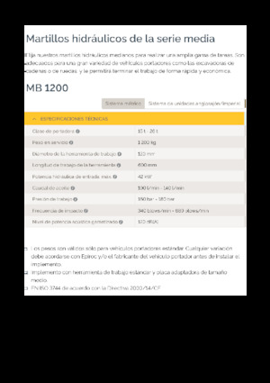 Хидравлични чукове Epiroc MB 1200