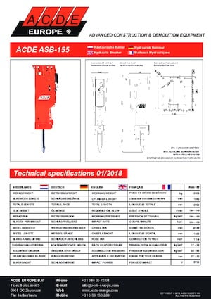 Хидравлични чукове ACDE ASB155