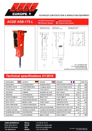 Хидравлични чукове ACDE ASB175L