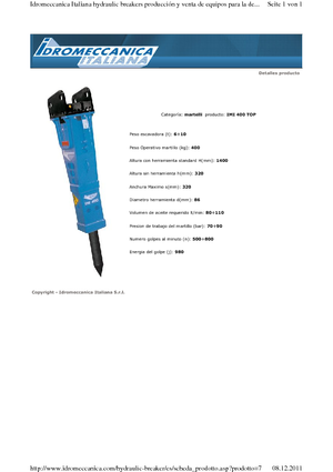 Хидравлични чукове Idromeccanica IMI 400 Top