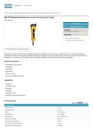 Хидравлични чукове Atlas Copco MB 1700