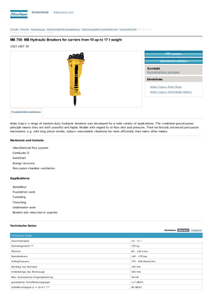 Хидравлични чукове Atlas Copco MB 750