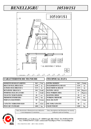 Хидравлични товарни кранове Benelligru 10510/1S1
