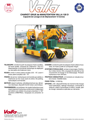 Промишлени подвижни кранове Valla 120 D 