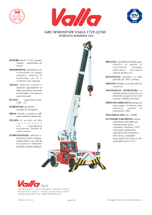 Промишлени подвижни кранове Valla 1725-22 SD