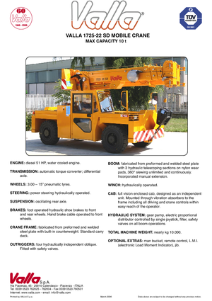Промишлени подвижни кранове Valla 1725-22 SD