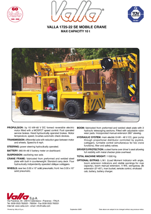 Промишлени подвижни кранове Valla 1725-22 SE