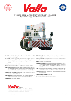 Промишлени подвижни кранове Valla 1725-36 SE